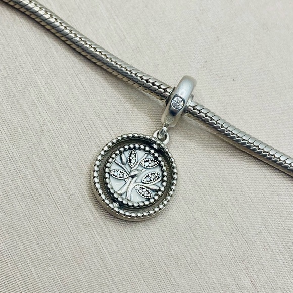 EUC Pandora 797786CZ Sterling Silver Spinning Tree of Life Dangle Charm - Picture 4 of 10